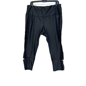 Danskin Now Pants Women Extra Large Black Cropped Yoga Activewear Fitted Stretch